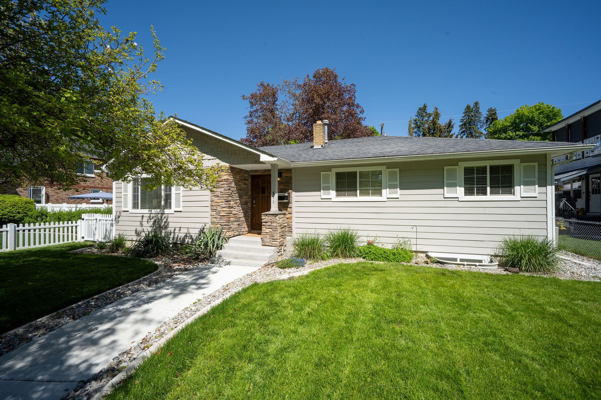 Maintained front lawn at a Coeur d'Alene home